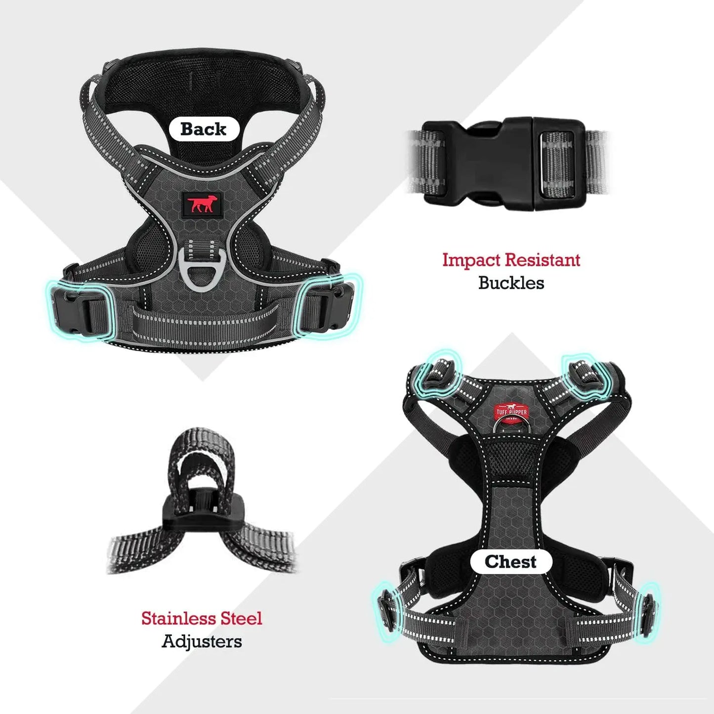 No Pull Dog Harness with Front and Back Clips, Heavy Duty Pet Vest with Handle, Reflective Padded Harness for Small Dogs