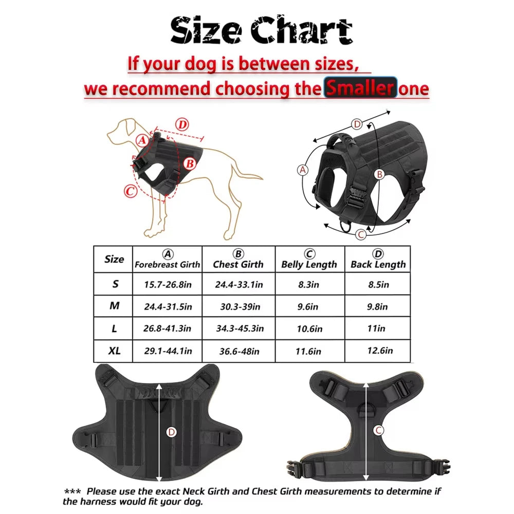 Military Large Dog Harness Vest for Malinois Training