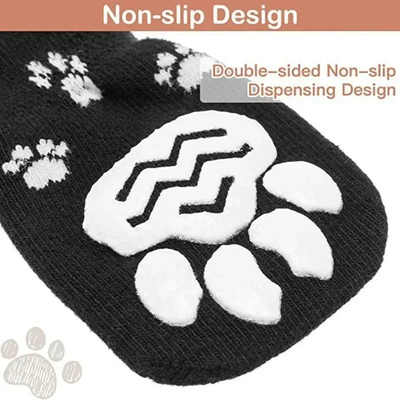 Indoor dog traction socks featuring a double-sided non-slip design for added grip and comfort on indoor surfaces.