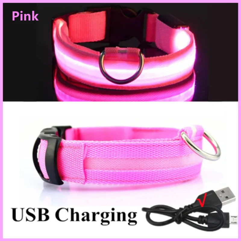COOYOMOO USB Rechargeable Luminous Adjustable Dog Collar Night Light