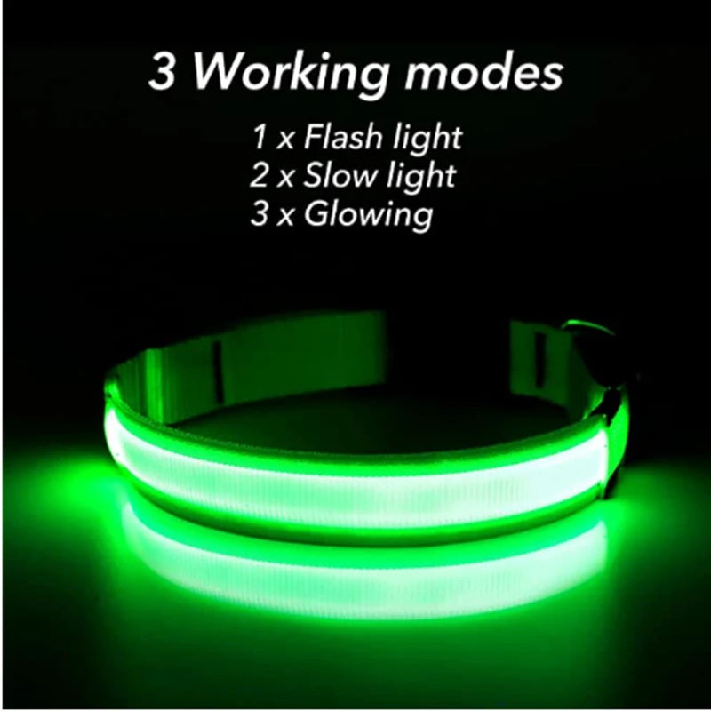 COOYOMOO USB Rechargeable Luminous Adjustable Dog Collar Night Light
