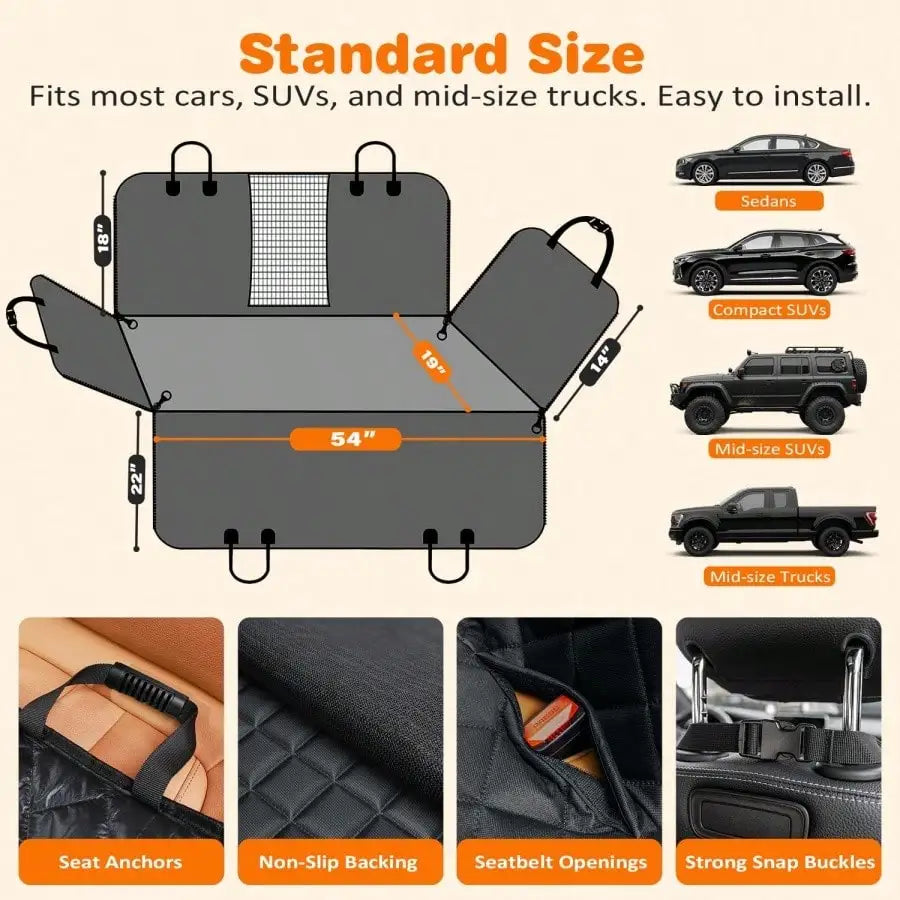 Heavy Duty Dog Car Hammock Seat Cover Universal Scratch Protection
