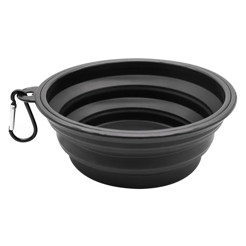 Collapsible Silicone Dog Food And Water Bowl With Carabiner For Travel