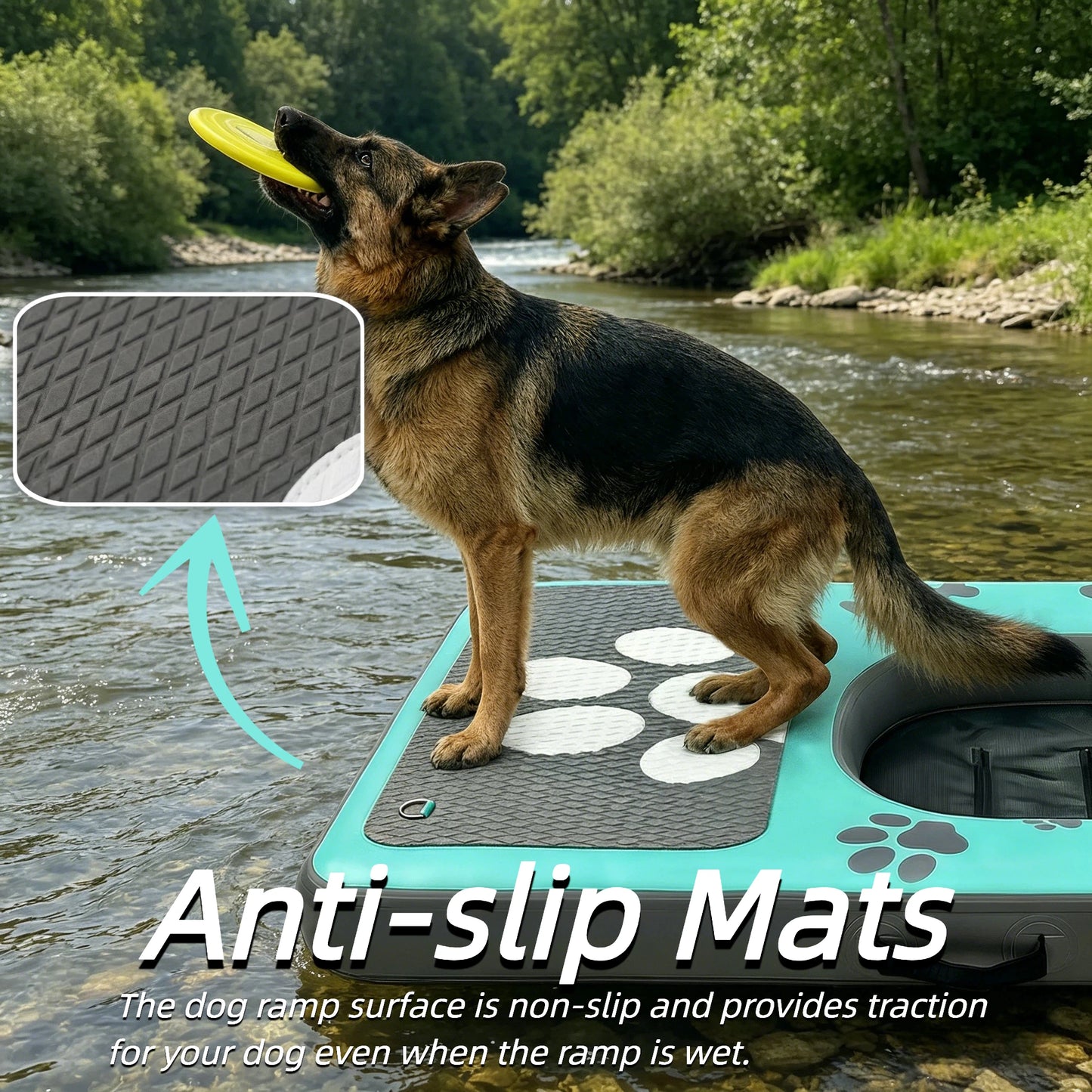 Inflatable Dog Water Ramp Non Slip EVA Deck For Pool