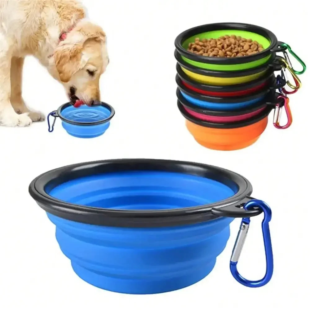 Folding Portable Dog Feeder Bowl 2 In 1 Travel Dispenser