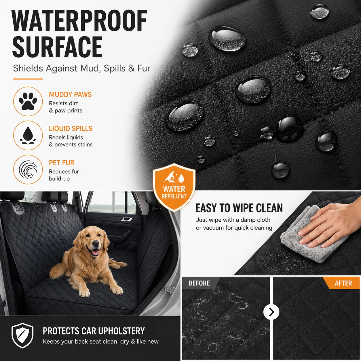 Sindax Waterproof Dog Car Seat Cover Back Seat Protector