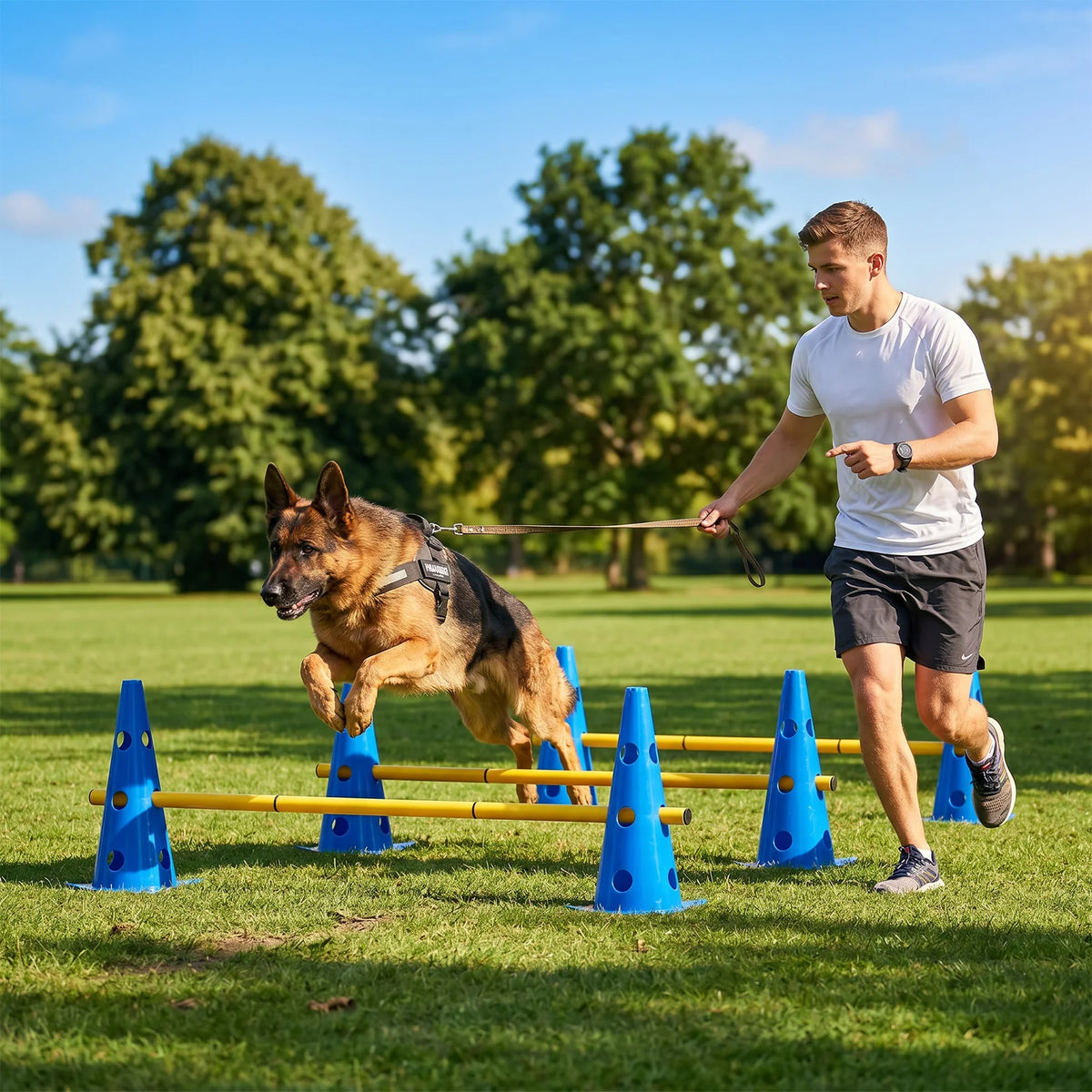Dog Agility Training Cones And Rods Set With Adjustable Hurdles
