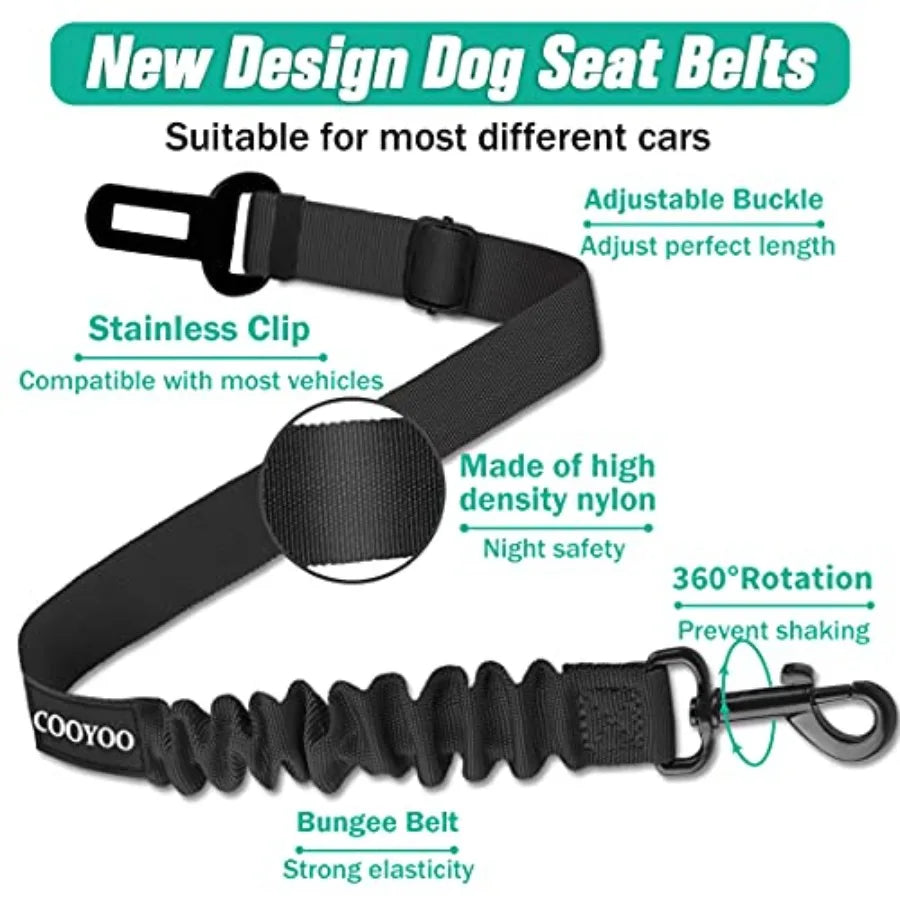 Dog Seat Belt, 3 Pcs Set Retractable Dog Car Harness Adjustable Dog Seat Belt for Vehicle Nylon Pet Safety Seat Belts Heavy Dut