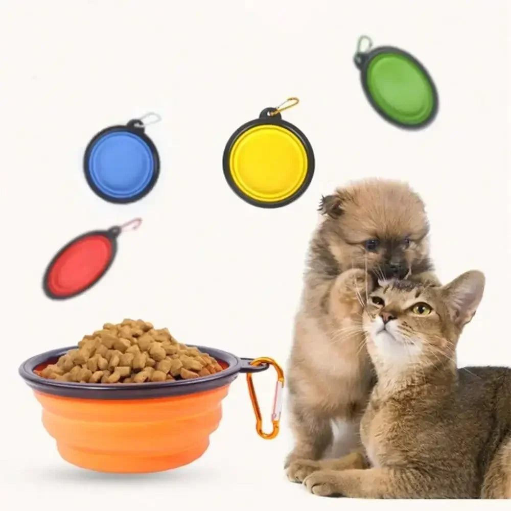 Folding Portable Dog Feeder Bowl 2 In 1 Travel Dispenser