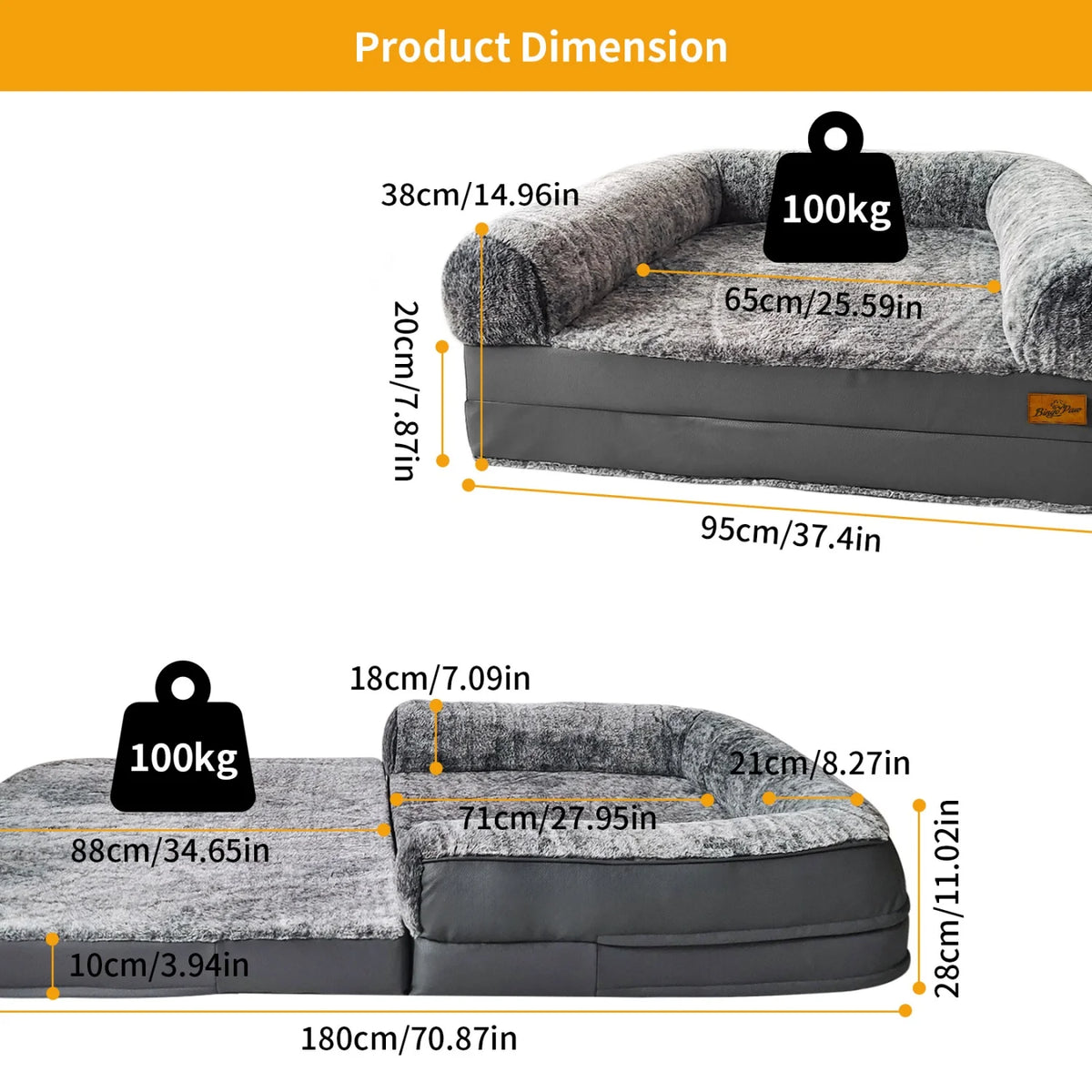 BINGOPAW Human Orthopedic Dog Bed With Removable Plush Cover