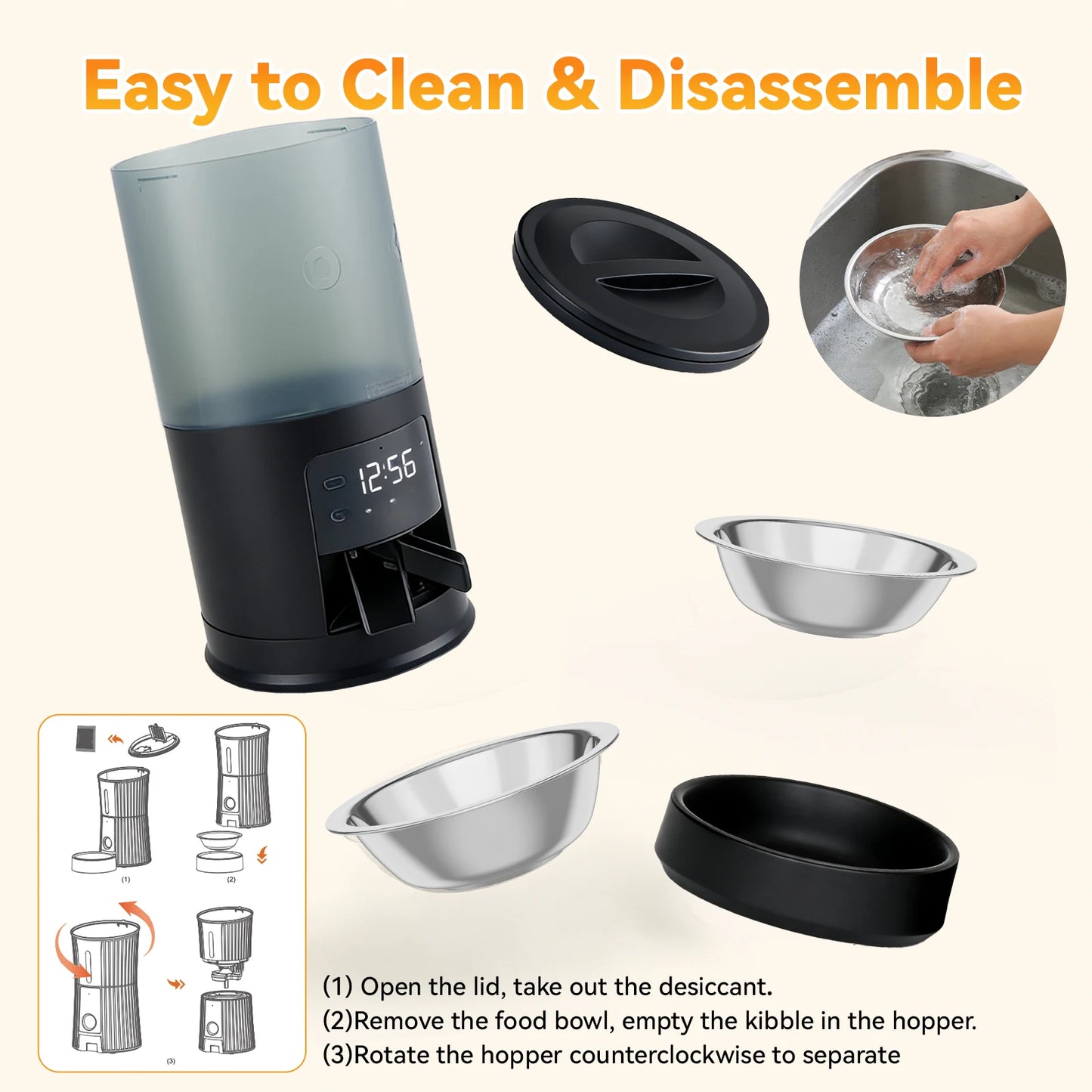 Automatic Cat And Dog Feeder With Dual Bowls Timed Dispenser