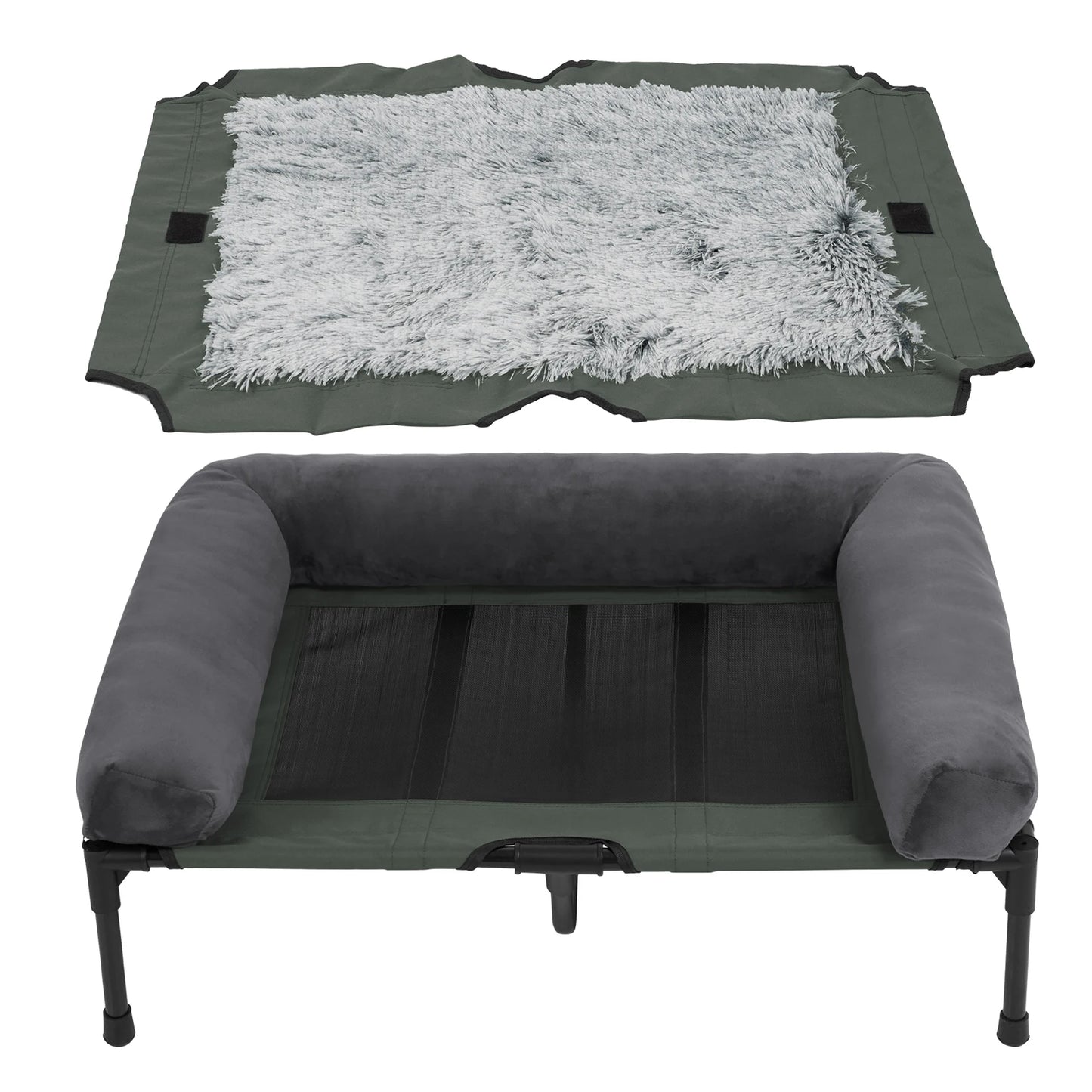 Bingopaw Elevated Outdoor Indoor Dog Bed With Detachable Plush Bolster