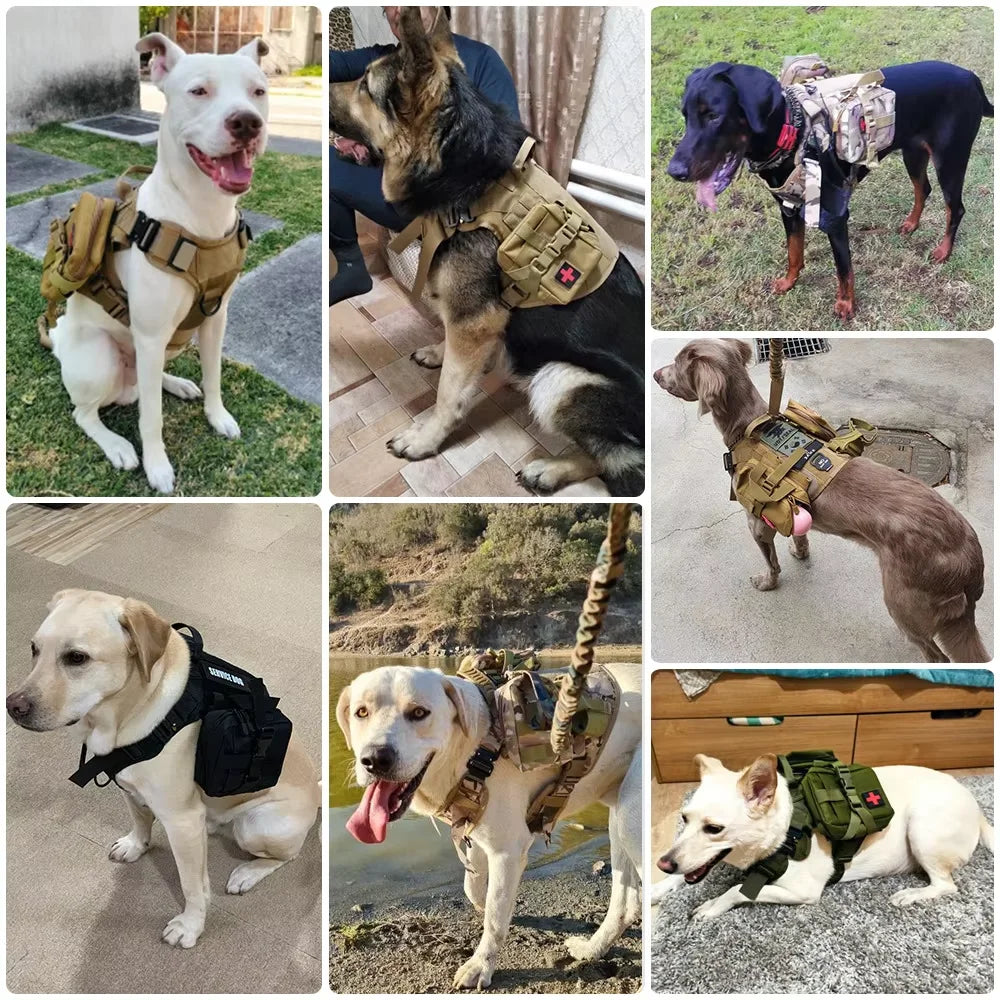 PetraVel Military Dog Tactical Molle Harness Pouch Set