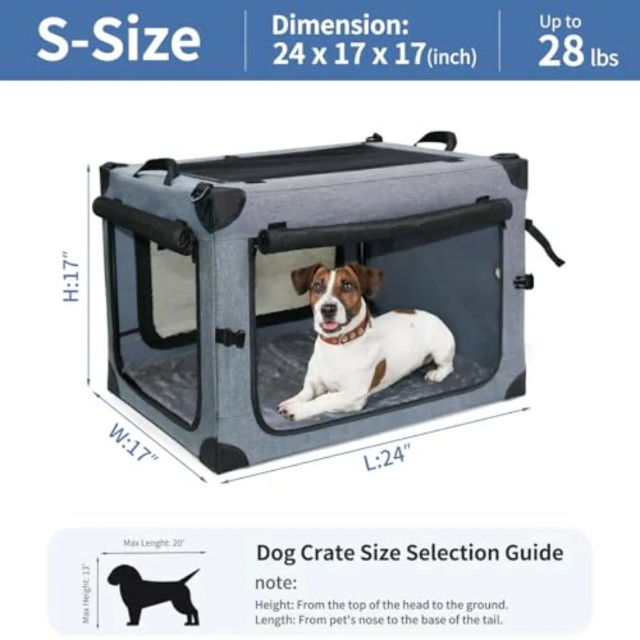 Collapsible Soft Sided Dog Crate Travel Carrier Indoor Outdoor Four Door Kennel