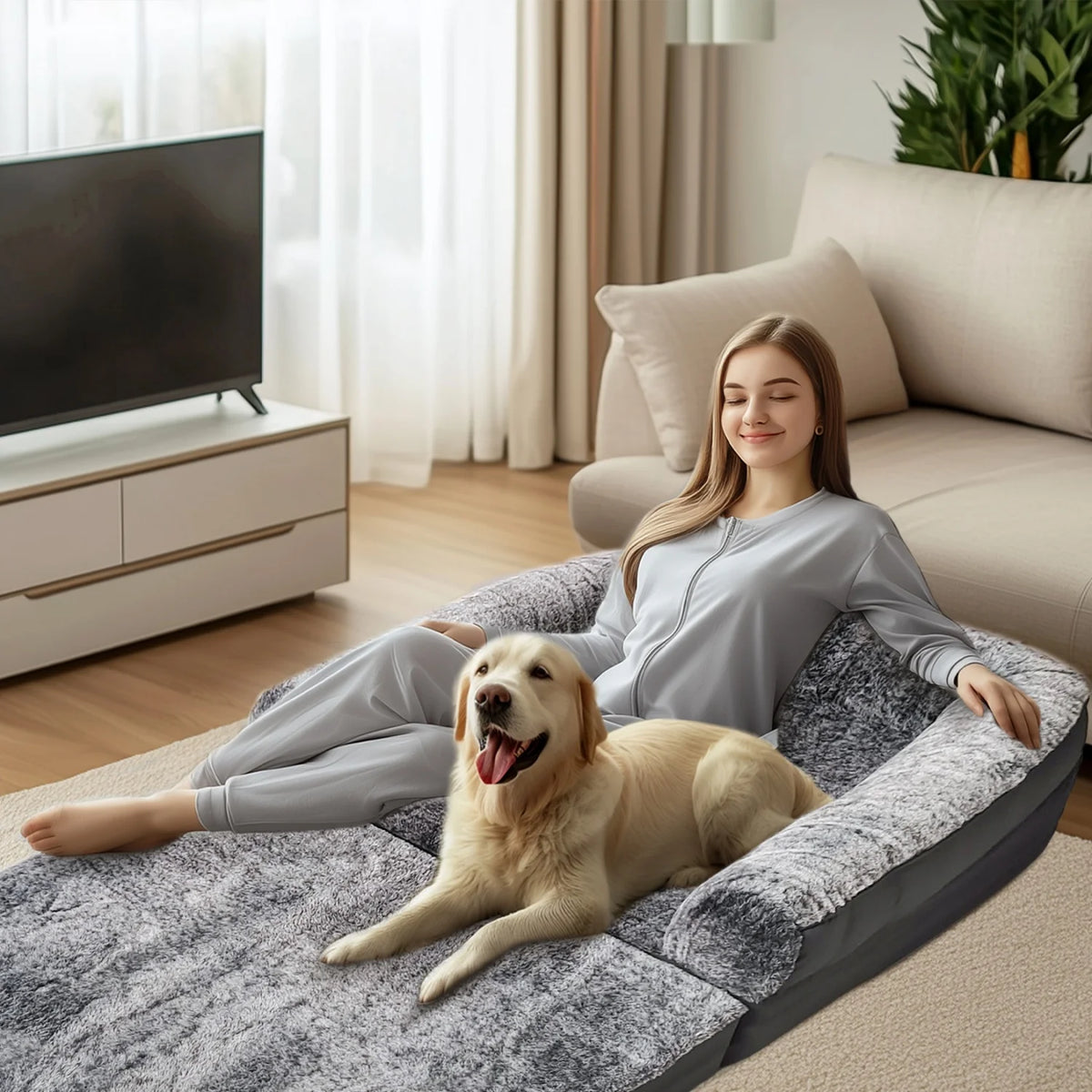 BINGOPAW Human Orthopedic Dog Bed With Removable Plush Cover