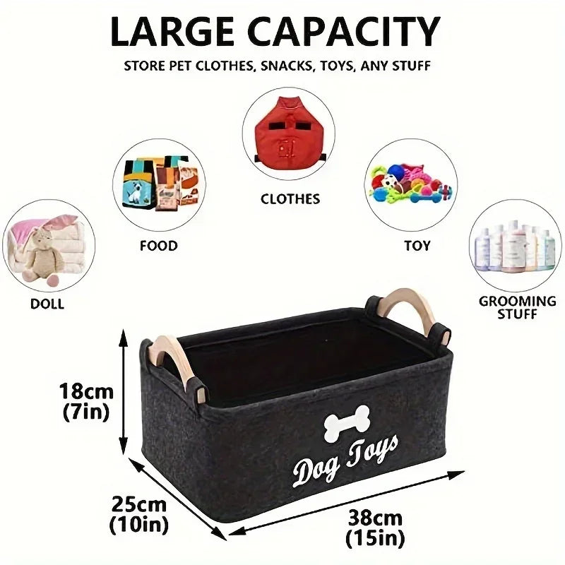 Felt Pet Toy Box Dog Toy Storage Basket For Organization