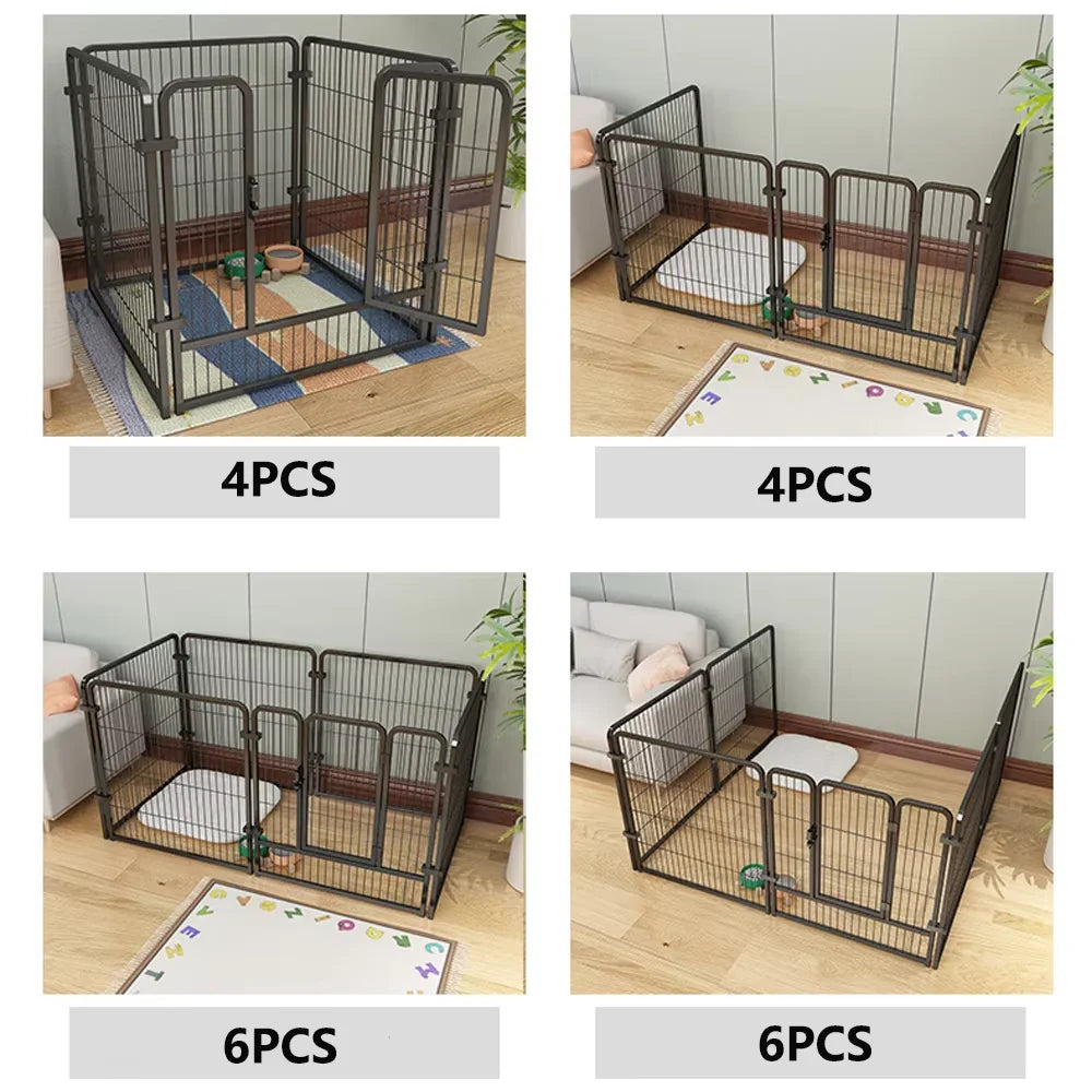 Foldable 6 Panel Stainless Steel Dog Fence Playpen For Pets