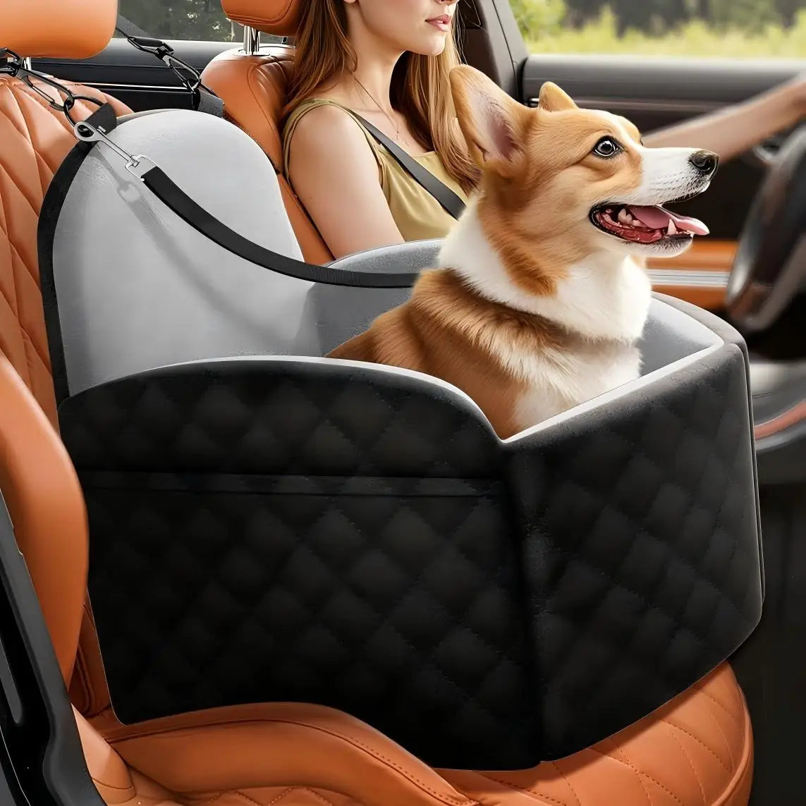 Memory Foam Dog Car Seat Booster With Removable Washable Cover