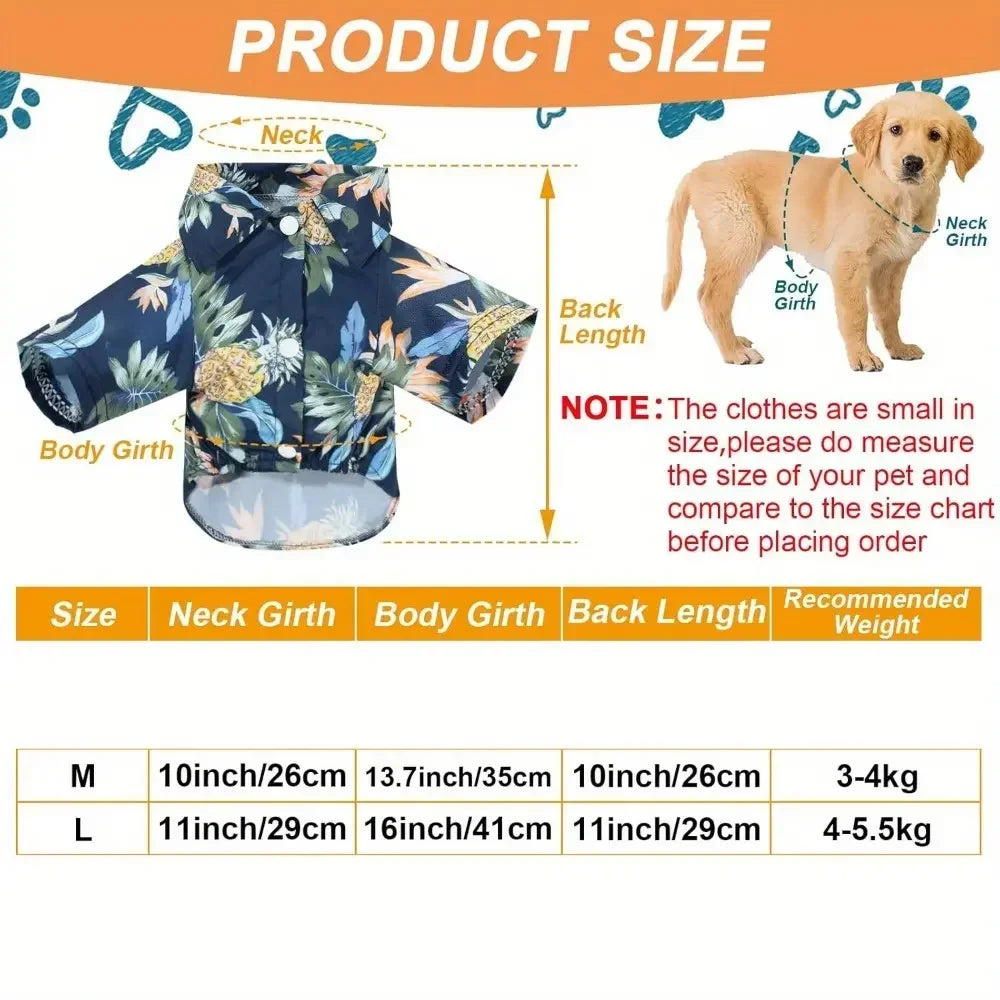 Four Breathable Hawaiian Floral Pet Shirts for Dogs and Cats