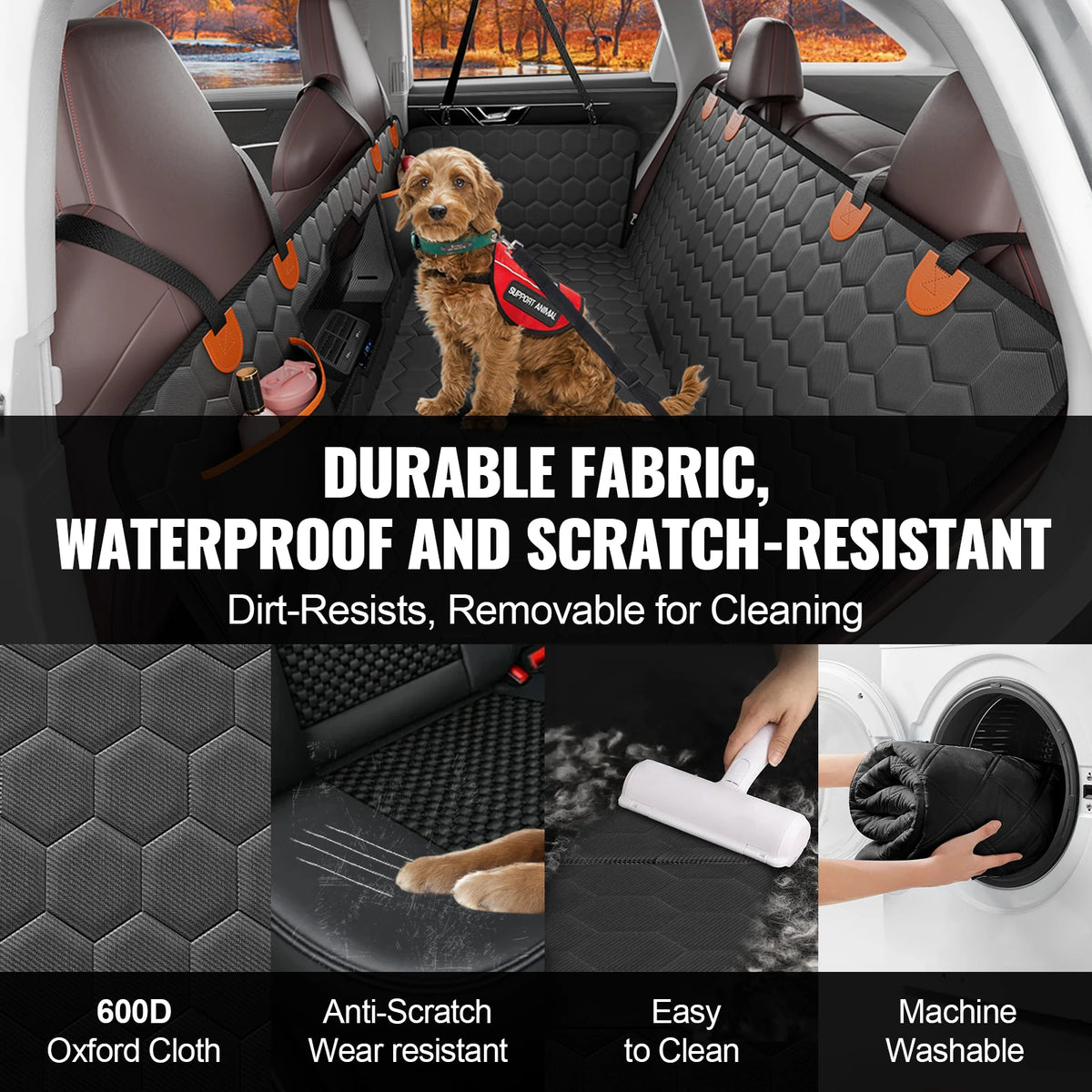 SucceBuy Nylon Dog Back Seat Extender With Mesh Window Storage