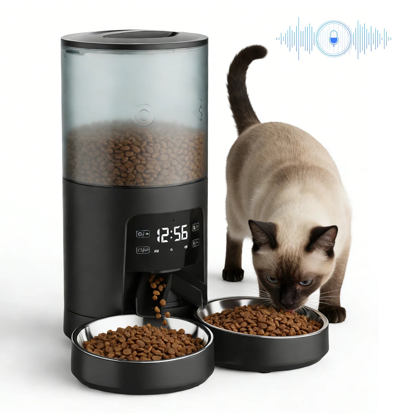 Automatic Cat And Dog Feeder With Dual Bowls Timed Dispenser