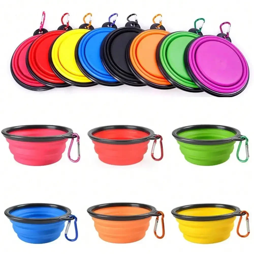 Folding Portable Dog Feeder Bowl 2 In 1 Travel Dispenser