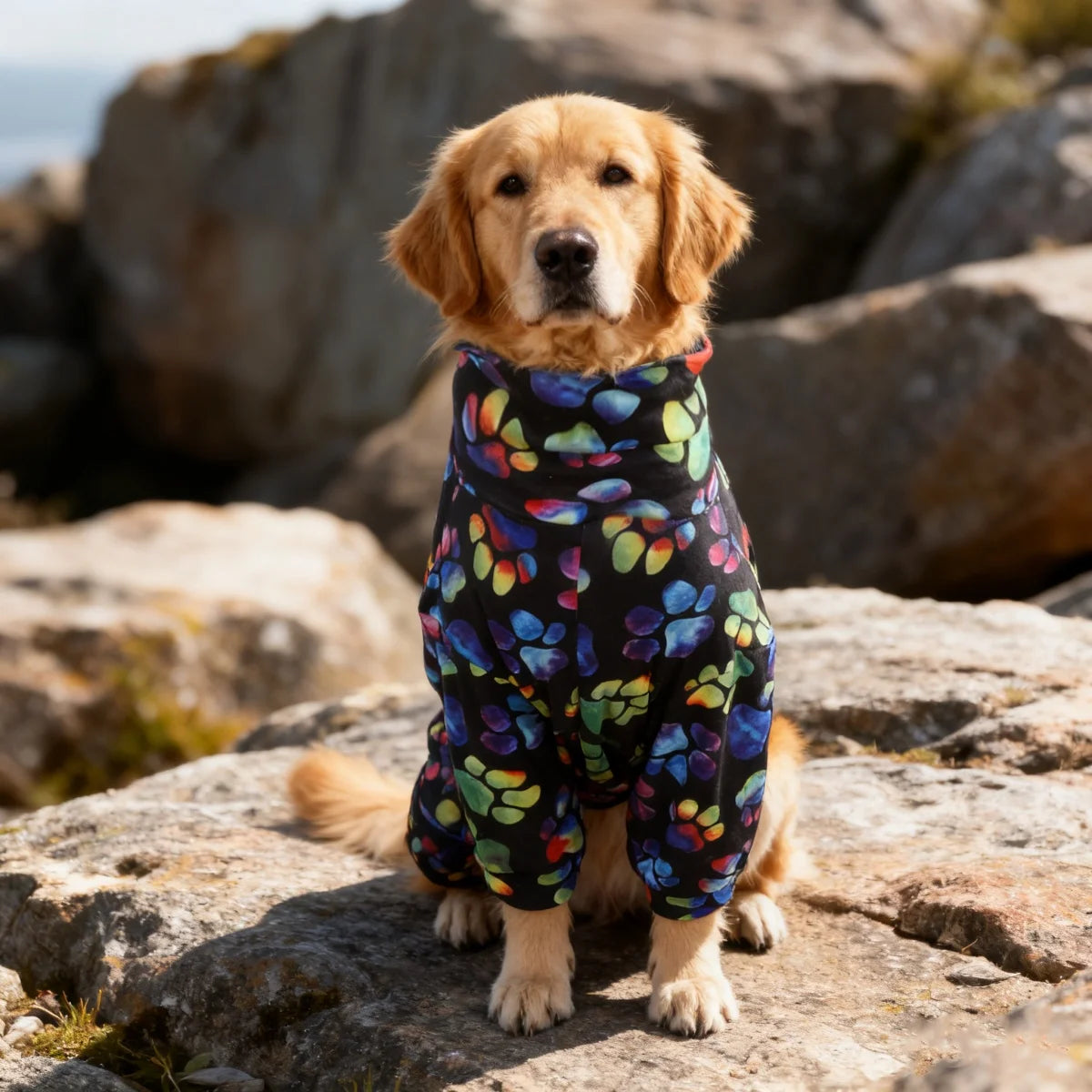 Digital Printed Dog T Shirt Features All Season Paw Design