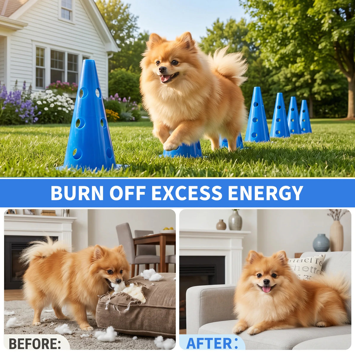 Dog Agility Training Cones And Rods Set With Adjustable Hurdles