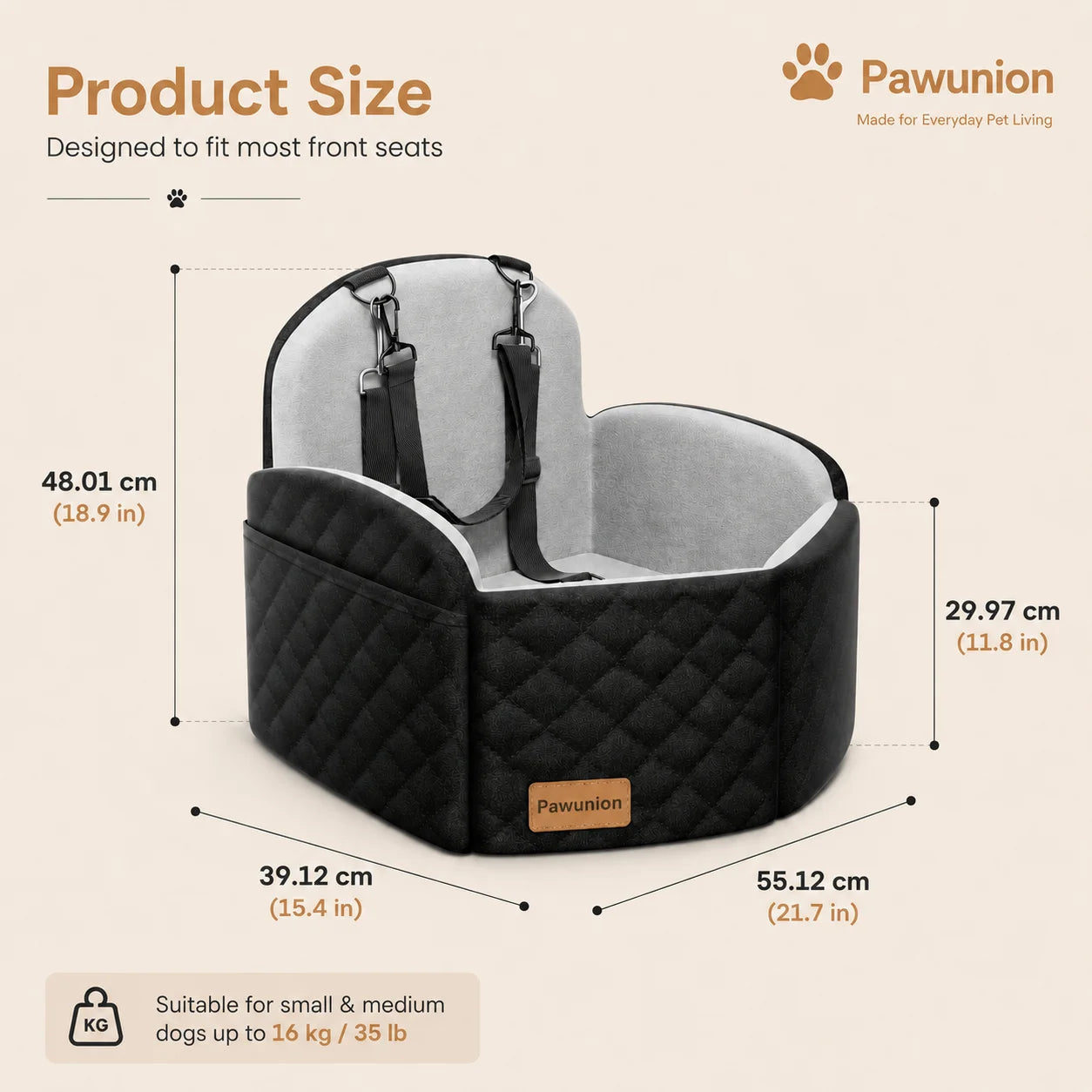 Memory Foam Dog Car Seat Booster With Removable Washable Cover