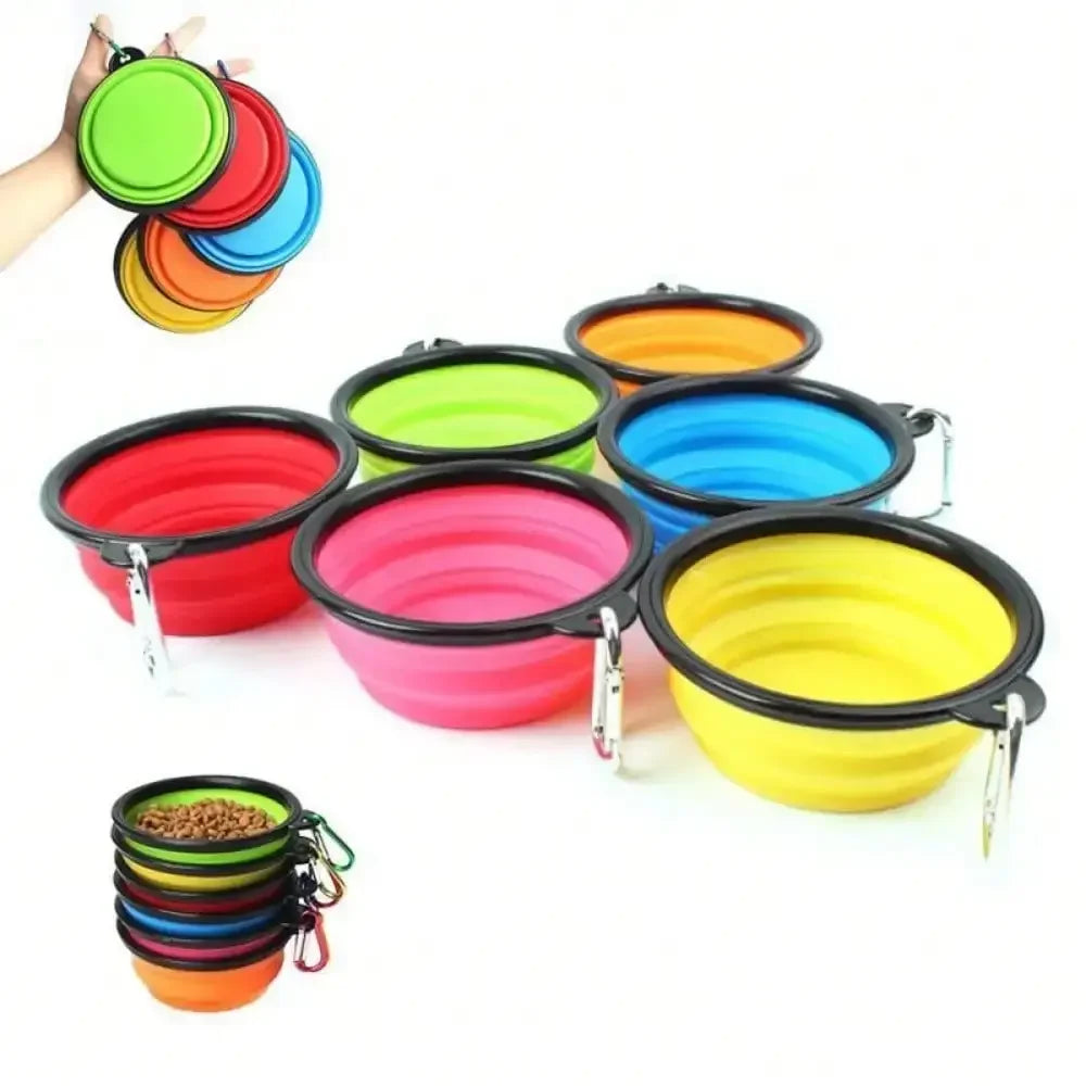 Folding Portable Dog Feeder Bowl 2 In 1 Travel Dispenser