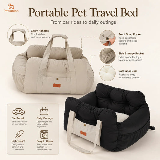 Portable Dog Car Seat With Plush Interior And Safety Tether