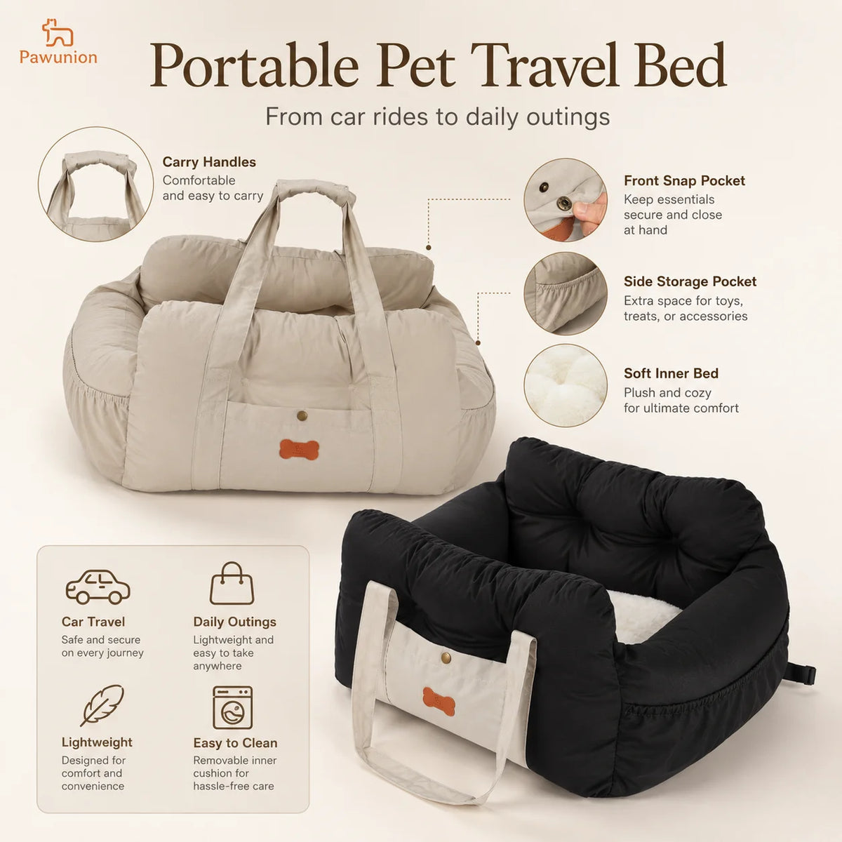 Dog Car Booster Seat With Plush Interior And Safety Tether