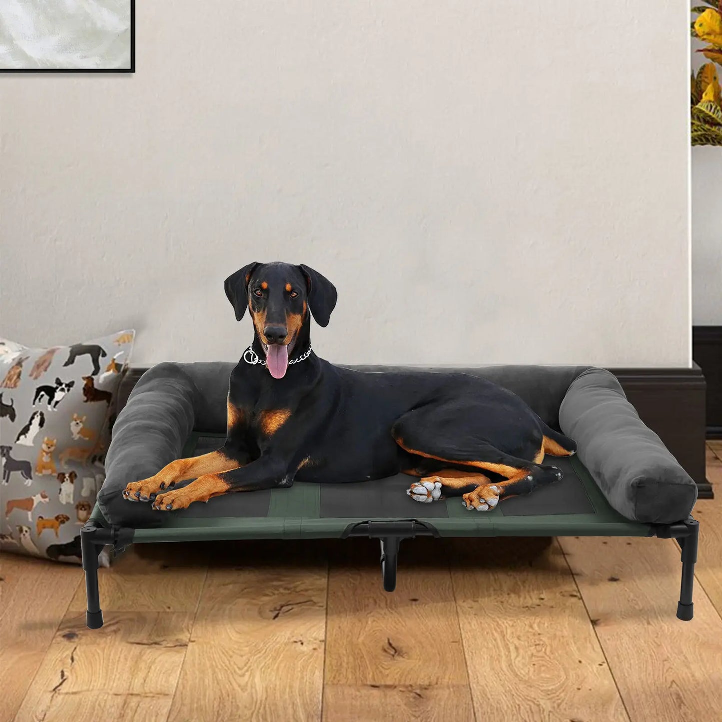 Bingopaw Elevated Outdoor Indoor Dog Bed With Detachable Plush Bolster