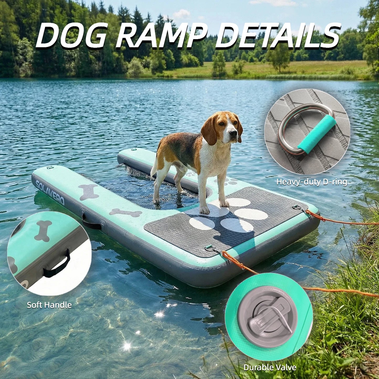 Inflatable Dog Water Ramp Non Slip EVA Deck For Pool