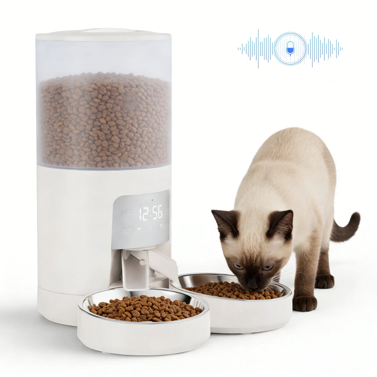 Automatic Cat And Dog Feeder With Dual Bowls Timed Dispenser