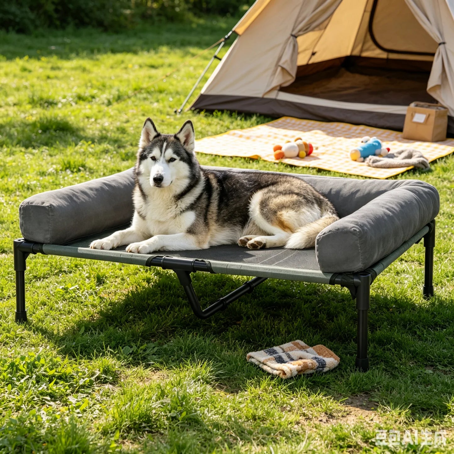 Bingopaw Elevated Outdoor Indoor Dog Bed With Detachable Plush Bolster