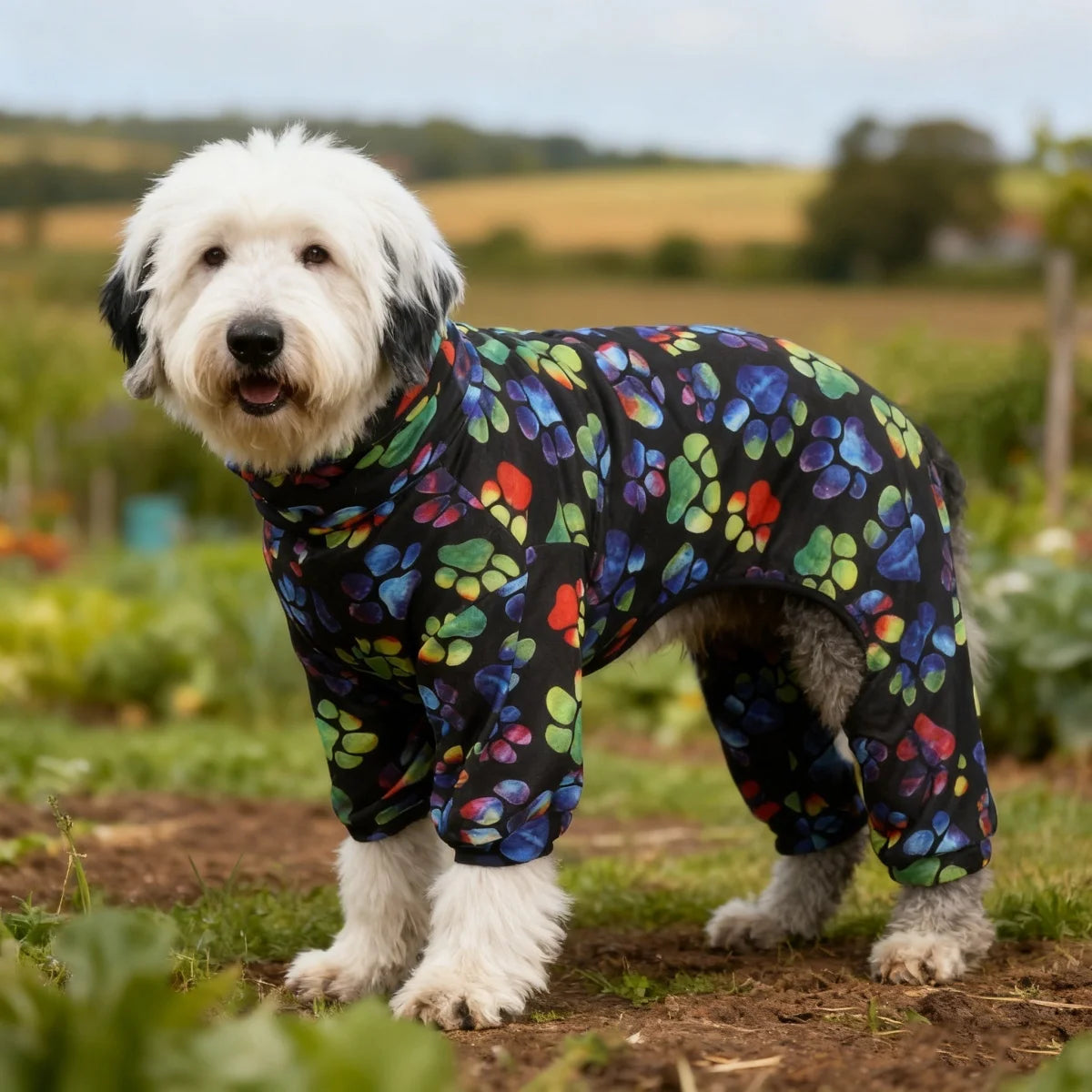 Digital Printed Dog T Shirt Features All Season Paw Design