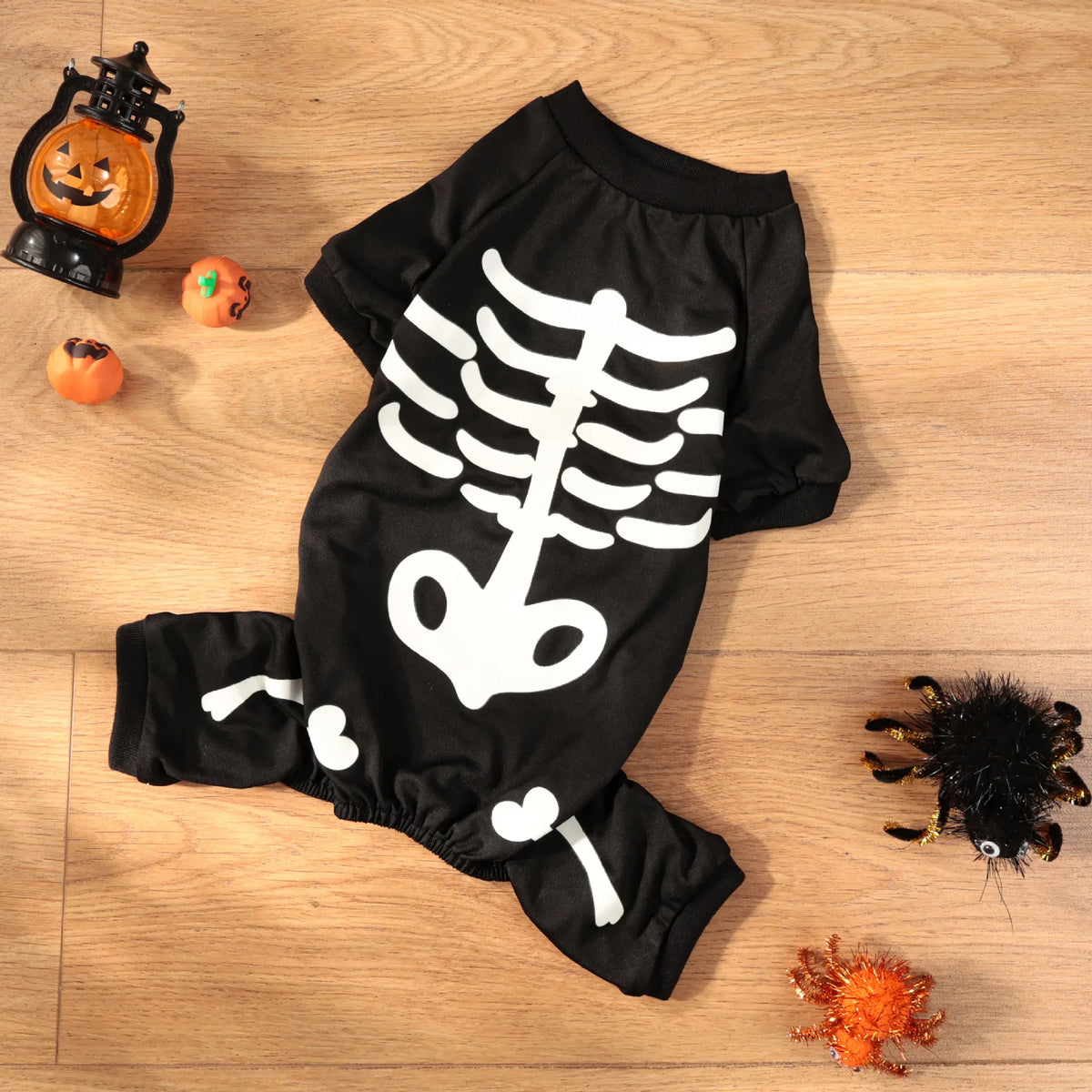 Glow Print Skeleton Dog Jumpsuit for Halloween Costume Parties